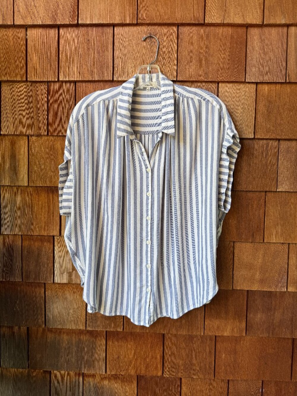 Madewell Central Shirt in Blue/Ivory Pompano Stripe in Women's 2X